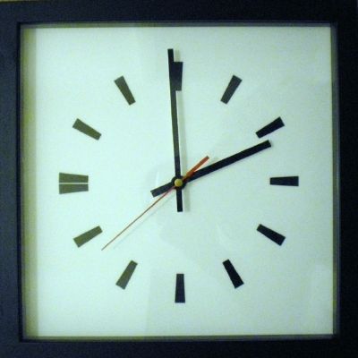 This square wall clock was inspired by the Art Deco clock at the BBC.